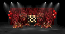 红色布幔婚礼效果图