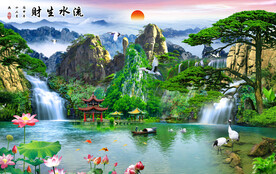 流水生财风景画