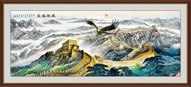 国画长城山水壁画 