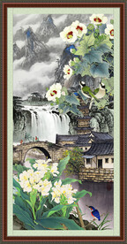 竖幅山水画 