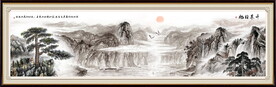 国画迎客松 黄山迎客松山水画