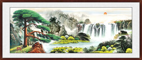 迎客松国画山水迎客松 