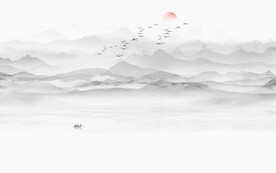 灰色抽象水墨山水画