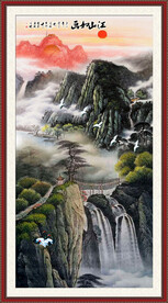 竖幅国画山水