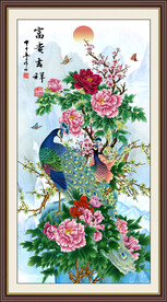 花开富贵孔雀牡丹图