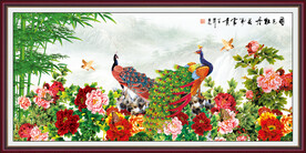 花开富贵孔雀牡丹图