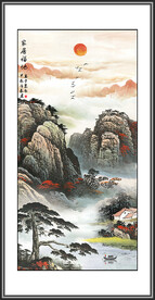 迎客松山水国画