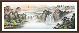 青山绿水山水画