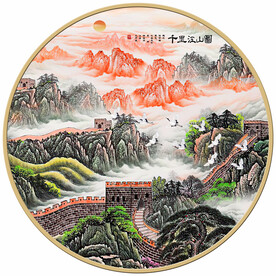 圆形长城山水画