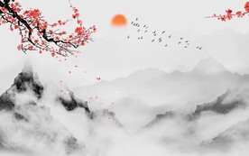 中式水墨梅花