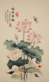 咏荷鱼趣