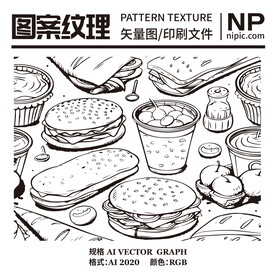 小吃线条图案
