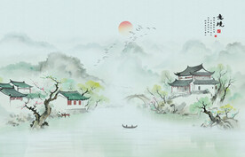 水墨烟雨江南