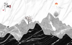 灰色背景山水 tif分层