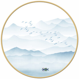圆形水墨山水