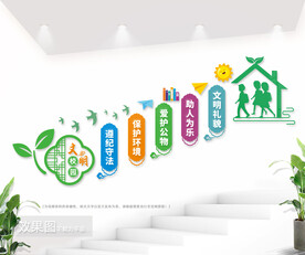 学校楼梯文化墙图片