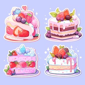 草莓小蛋糕插画矢量