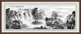 水墨国画山水背景墙壁纸