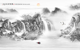 国画新中式水墨山水画