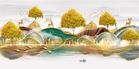抽象金山麋鹿发财树