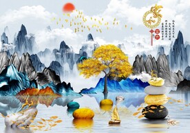家和富贵山水背景