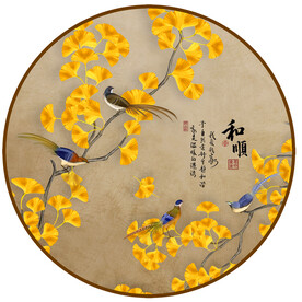 圆形花鸟图