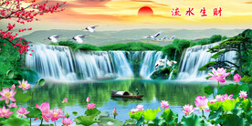 荷花风景画