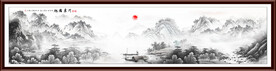 中国风水墨意境山水风景背景
