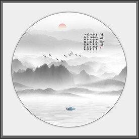 中式客厅山水背景墙