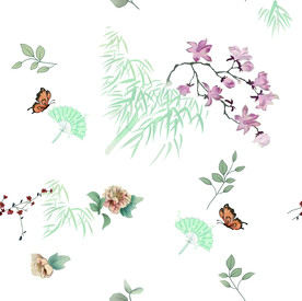 蝴蝶扇子花  竹子