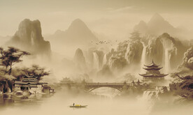 中国风水墨意境山水风景背景