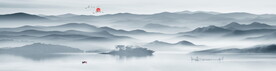 中国风水墨意境山水风景背景