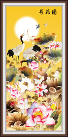 国画水墨荷花玄关图