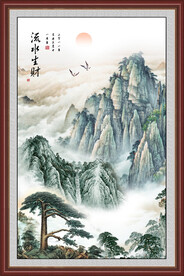 迎客松国画黄山迎客松