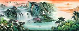 国画瀑布山水
