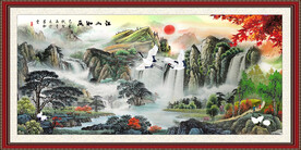 泰山日出山水画
