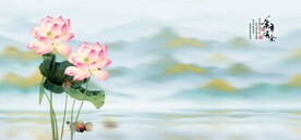 荷花国画