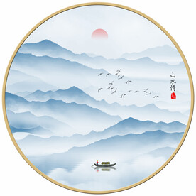 圆形水墨山水