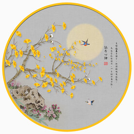 圆形花鸟图