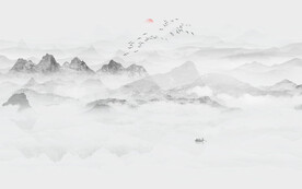 灰色抽象水墨山水画