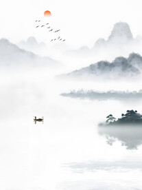 意境山水画背景墙