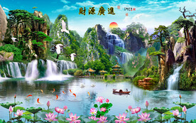 流水生财风景画