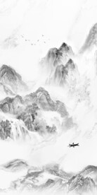 新中式水墨山水玄关背景