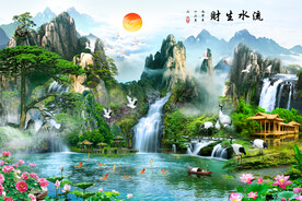 流水生财风景画
