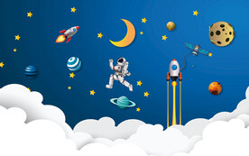 卡通星空飞船宇航员