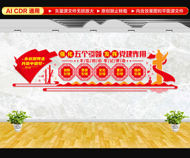五个引领党建文化墙