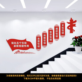 五个引领楼梯文化墙