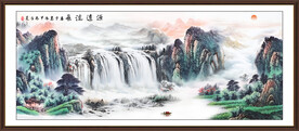 流水生财瀑布风景画