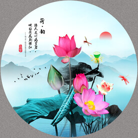 圆形荷花