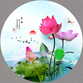 荷花装饰风景画